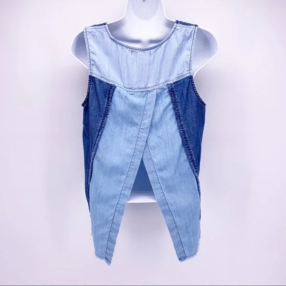 Anthro Cloth + Stone Chambray Open Back Tank Top - Picture 4 of 6